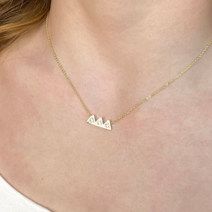 Gold Mountain Necklace Nature Necklace Nature Jewelry 14K Gold CZ Pendant Chain Nature Lover Gift Gold Triangle Necklace Wanderlust Jewelry