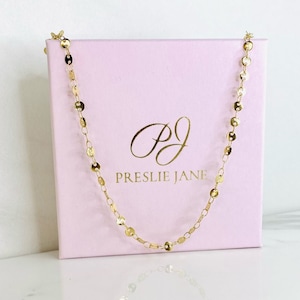 Round Disc Chain Choker Necklace, Sequin Chain Choker, Dainty Gold Choker, 14K Gold Stainless Steel Tarnish Free Chain Layering Chain Gold