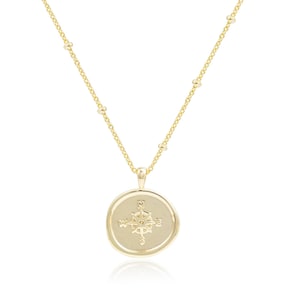 14K Gold Compass Coin Necklace, Coin Pendant Necklace, Compass Pendant, He Is My Compass Necklace, Christian Jewelry, Coin Necklace Gold