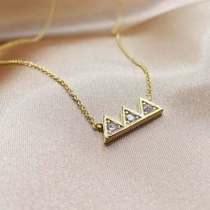 Gold Mountain Necklace Nature Necklace Nature Jewelry 14K Gold CZ Pendant Chain Nature Lover Gift Gold Triangle Necklace Wanderlust Jewelry