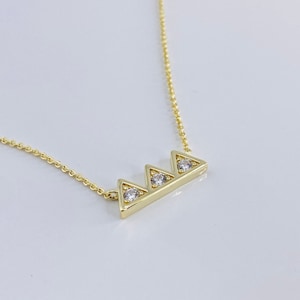 14K Gold Mountain Necklace CZ Necklace Gold Mountain Necklace Gold Triangle Necklace The Mountains are Calling Necklace Mountain Range