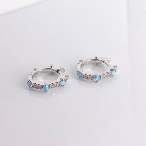 Slim TT 2mm Stainless Steel Inlaid CZ Hoop Earrings - 10-20mm Outer, Gold/Silver/Black (EH141)