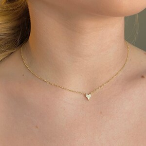 Dainty Heart Necklace, 14K Gold Cubic Zirconia Heart Pendant Necklace, Tiny Heart Necklace, Gold Choker Necklace, Necklace with Heart Charm