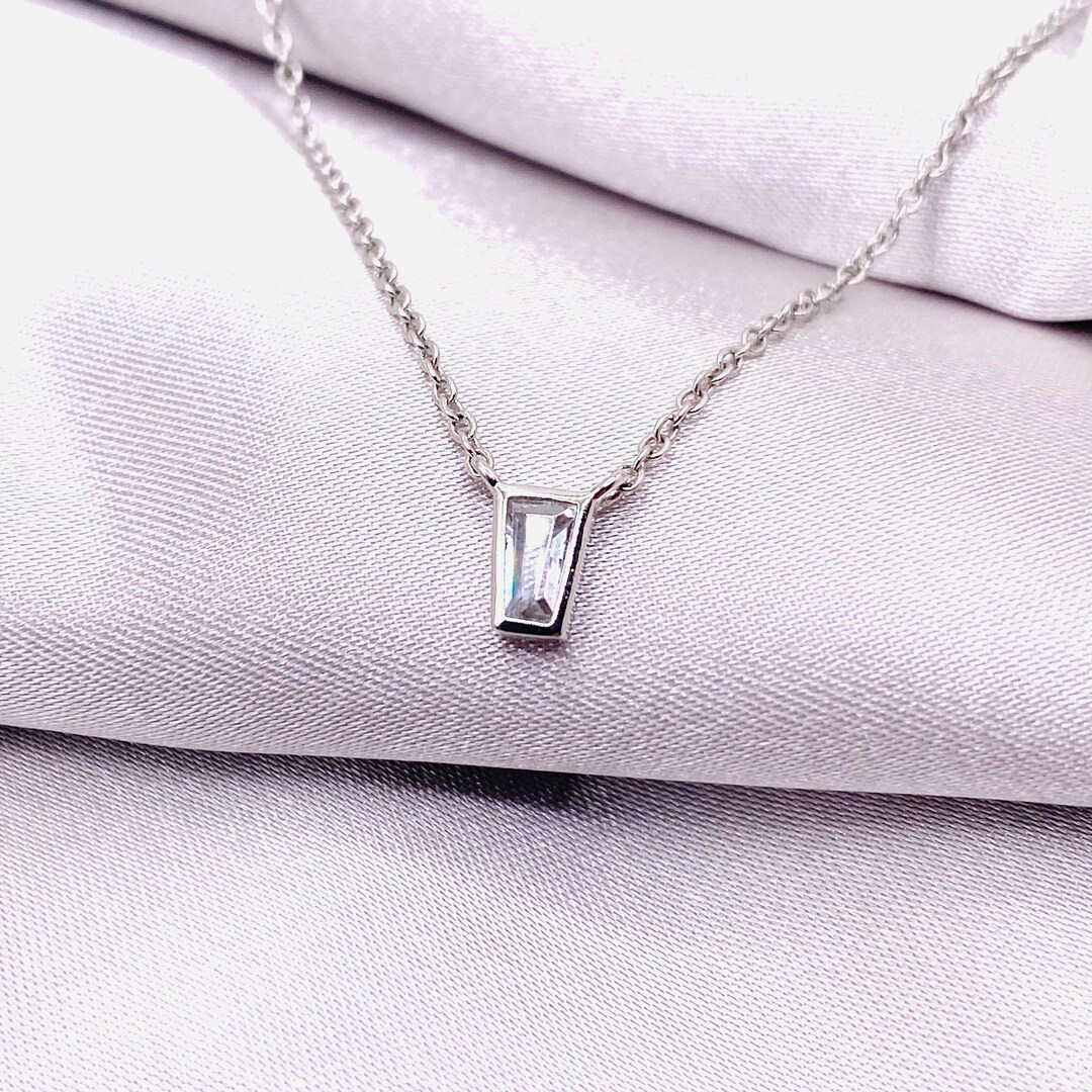 Gracie Silver Short Pendant Necklace in White CZ main image 1
