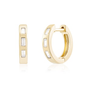 Gold CZ Huggies Tiny Gold Hoops Gold Hoop Earrings Cubic Zirconia Hoops Gold Huggie Earring Small Dainty CZ Hoops 14K Gold Bridesmaid Gift