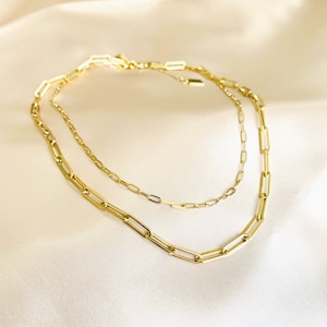 Paperclip Chain Necklace 14K Gold Stainless Steel Non Tarnish Dainty Paperclip Necklace Minimalist Layer Necklace Set Large Paperclip Chain