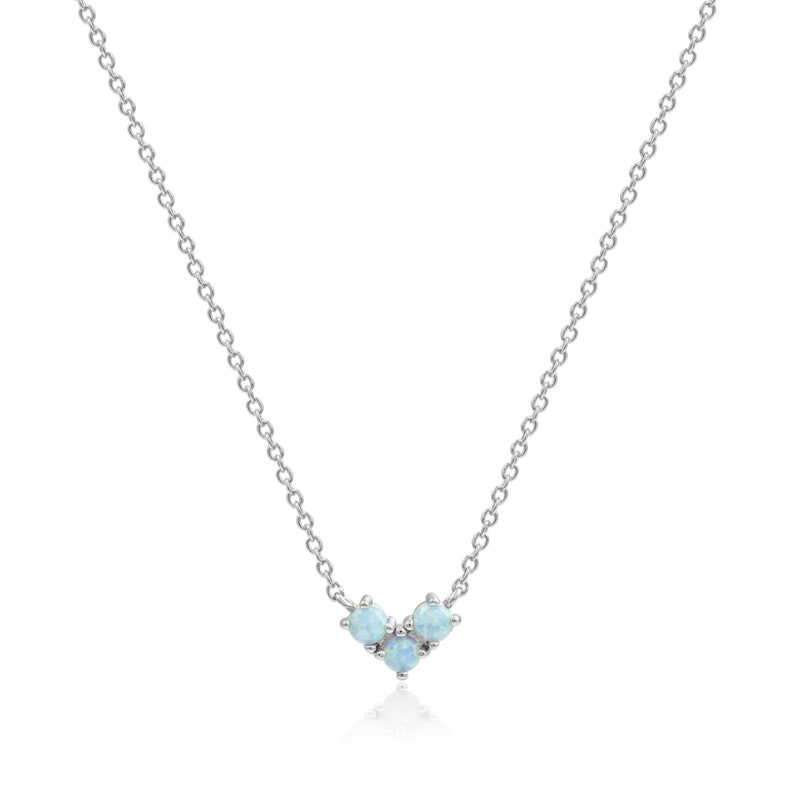 14 Karat Gold Plated Mini Synthetic Blue Opal Necklace