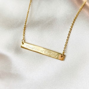 Daughter of the King Necklace Gold Bar Necklace 14K Gold Plated ...