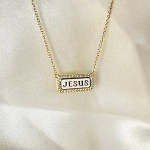 Jesus Necklace Daughter of the King Necklace Gold Bar 14K Gold Plated Christian Jewelry Christian Necklace Faith Necklace Gift for Her
