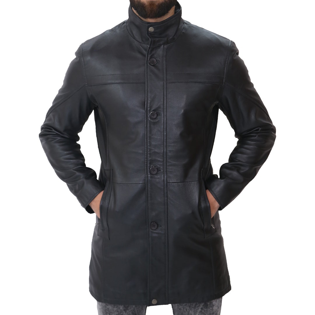 Mens Vintage Handmade Black Leather Coat Jacket Mens Leather Etsy — free download