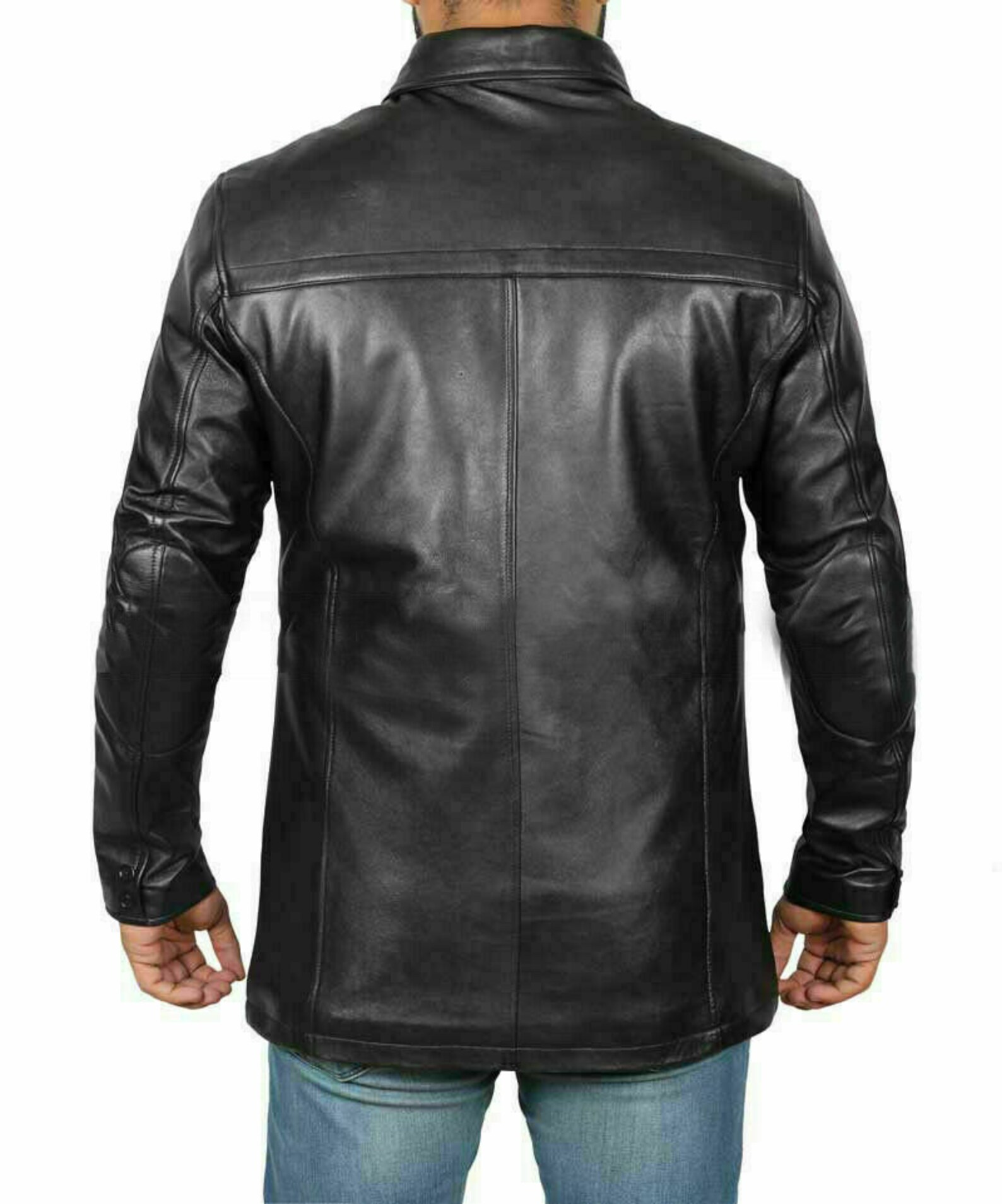 Mens Black Leather Car Coat Mens Long Coat Mens Leather Long Etsy