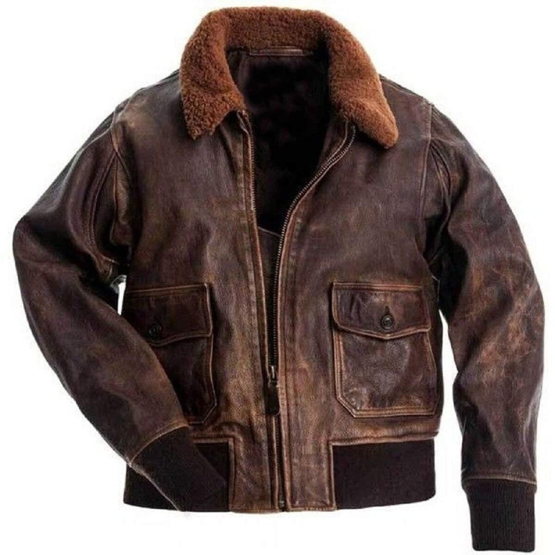 Aviator G-1 A-2 Flight Jacket Distressed Brown Real Bomber - Etsy