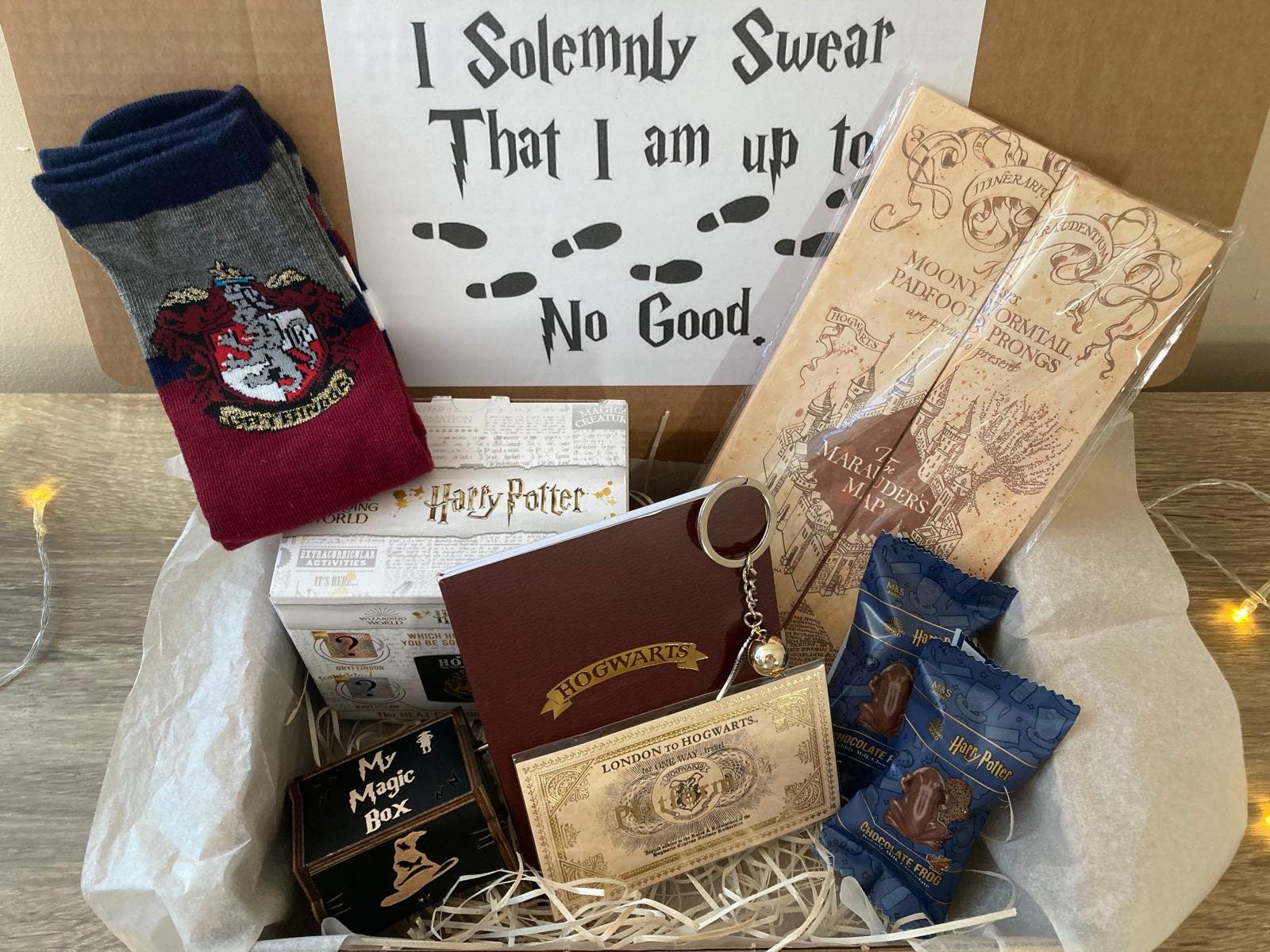 Caja de regalo temática de Harry Potter, regalo inspirado en Harry Potter,  regalo de cumpleaños temático de Harry Potter.