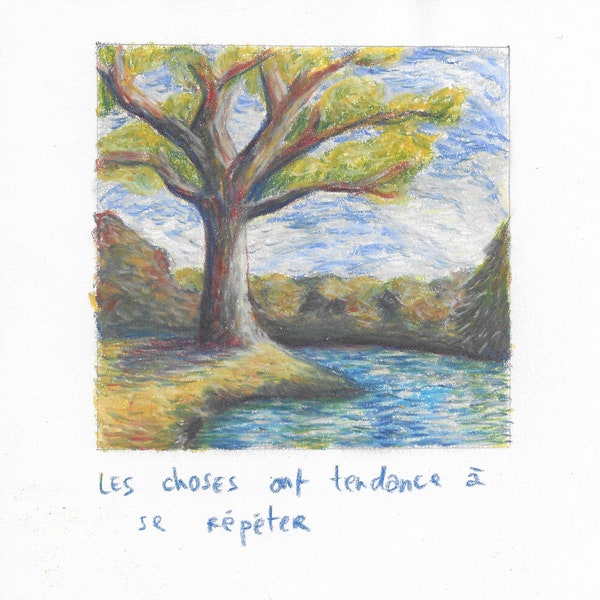 Les choses se répètent, dessin pastels secs, A4, 130g.