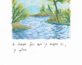 Mes respirations sont une pollution, dessin pastels secs, A4, 130g.