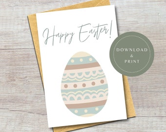 Digital Easter Card | Printable Easter Cards | Easter Cards for Kids | Minimal Easter Egg Card | Neutral Easter Card | PDF & JPG Template