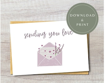 Digital Thinking of You Card | Sending You Love Printable | Flower Sympathy Card | Encouragement Card | Just Because Card | Friendship Card