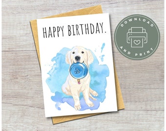 ゴールデンレトリバーの「ハッピーバースデー」カード（6インチ