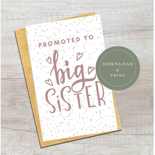 Digital Big Sister Card | Pregnancy Announcement Card for Daughter | New Big Sister Congrats | Baby Expecting Cards | New Sibling | Pregnant