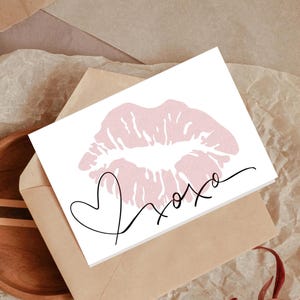 Carte de Saint-Valentin | Carte Xoxo pour elle | Carte de Saint-Valentin pour petite amie | Cadeau pour petit ami | Carte pour couple | Jolie carte de voeux rose