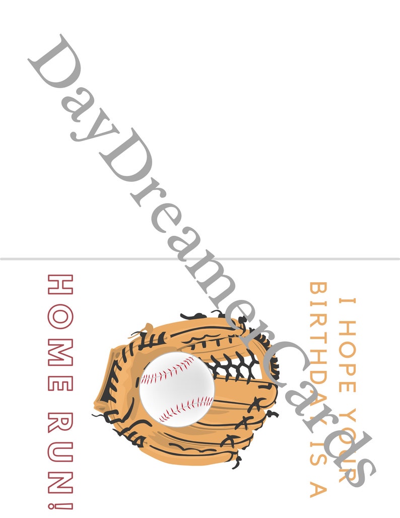 Digital Birthday Card | Printable Baseball Themed Birthday Card | Gift ...