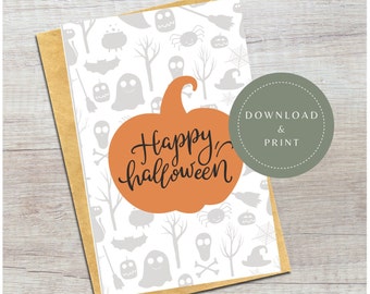 Digital Halloween Card | Printable Happy Halloween Blank Greeting Card | For Kids | Printable Activity for Kids | Jack-O-Lantern Themed Card