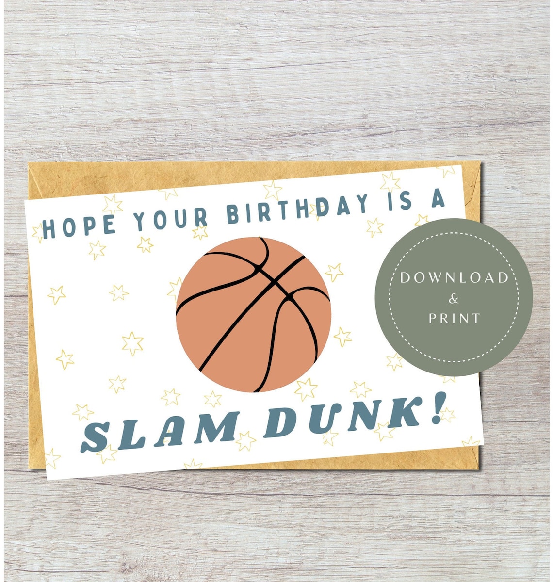 Digital Birthday Card | Printable Basketball Sports Happy Birthday Card | Birthday Card for Him ...