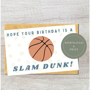 Carte d'anniversaire numérique | Carte imprimable de joyeux anniversaire de sports de basket-ball | Carte d'anniversaire pour lui | Carte d'anniversaire pour garçons | Pour les enfants | Petit ami