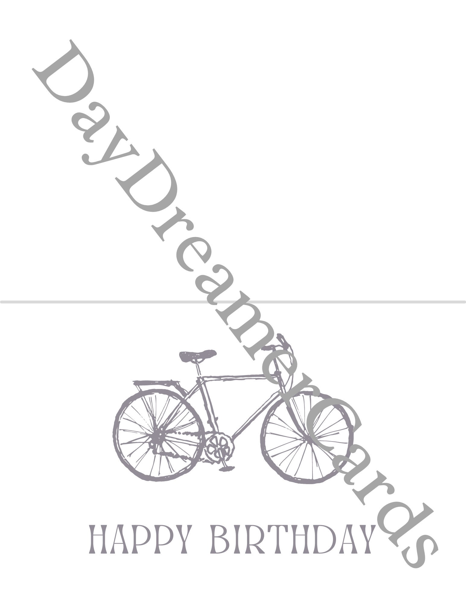Digital Birthday Card | Printable Happy Birthday Bicycle Card | Vintage ...