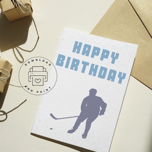 Carte d'anniversaire numérique | Carte d'anniversaire imprimable pour les fans de hockey | Pour les joueurs de hockey | Pour les amateurs de hockey| Carte d'anniversaire pour lui | Pour les pères