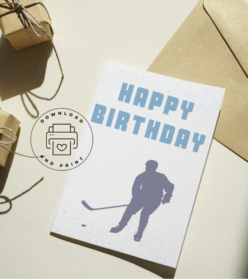 Digital Birthday Card | Printable Birthday Card for Hockey Fans | for ...