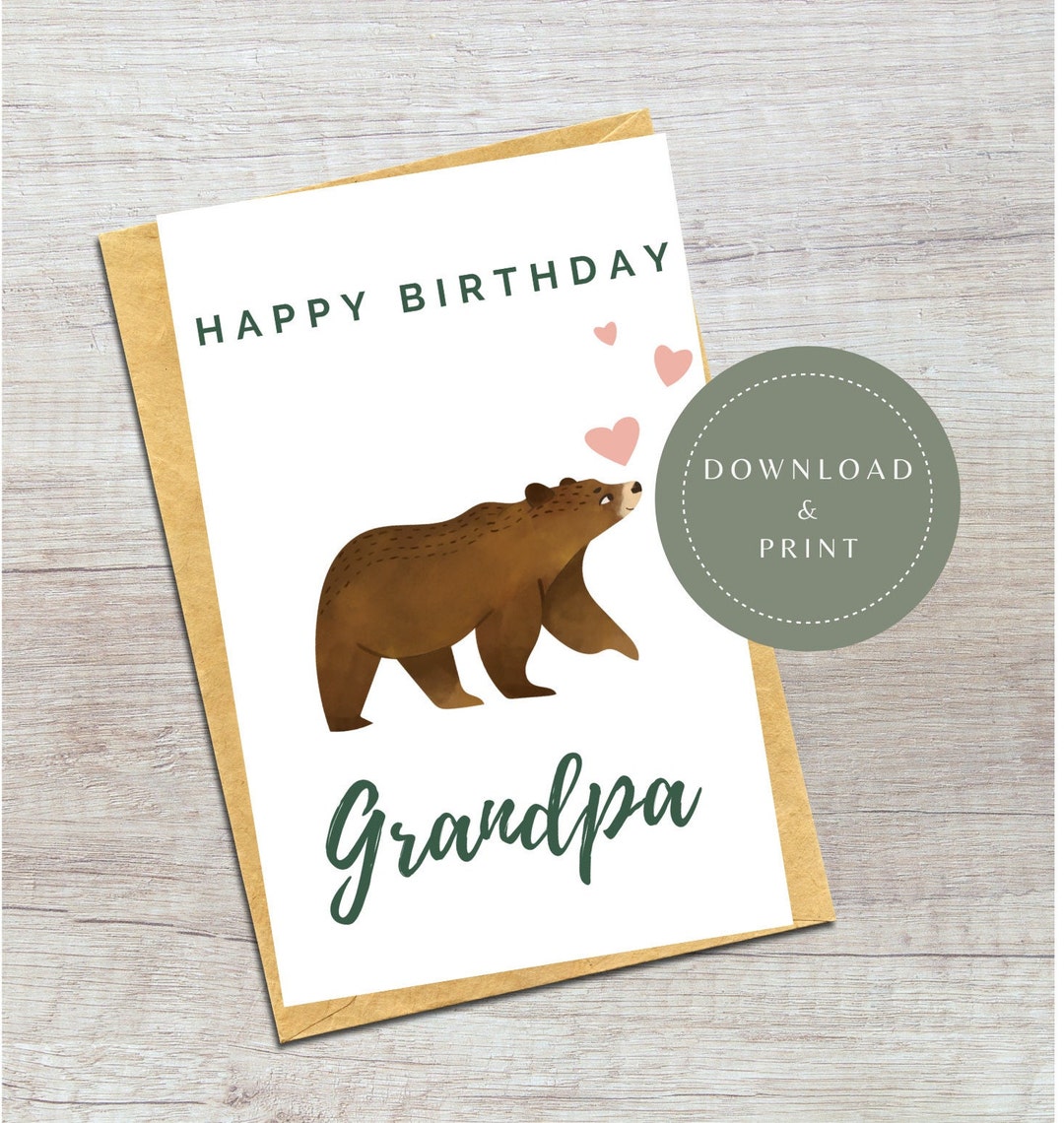 Digital Birthday Card | Printable Happy Birthday Grandpa Card ...
