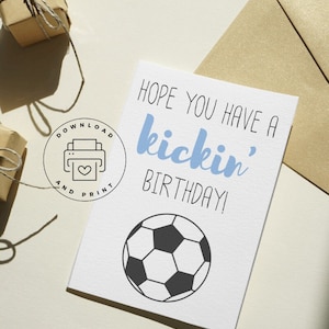 Geburtstagskarte zum Ausdrucken | Digitale Fußball Geburtstagskarte | Geburtstag mit Fußballmotiven | Minimal Fußball | Bday Karte für Kinder | Sport Fußball