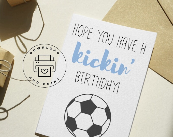 Printable Birthday Card Digital Soccer Birthday Card Soccer Themed ...