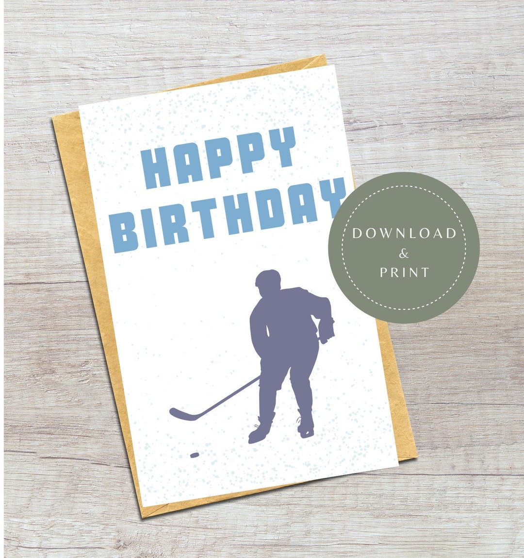 Digital Birthday Card Printable Birthday Card for Hockey - Etsy