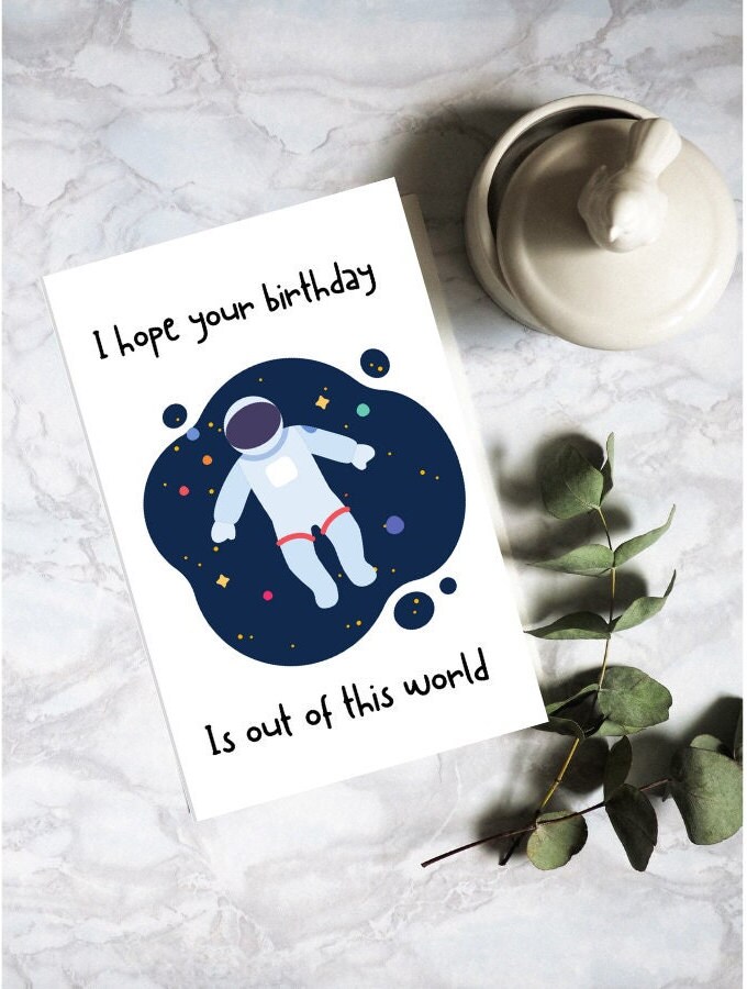 Printable Space Birthday Card Printable Bday Space Digital | Etsy