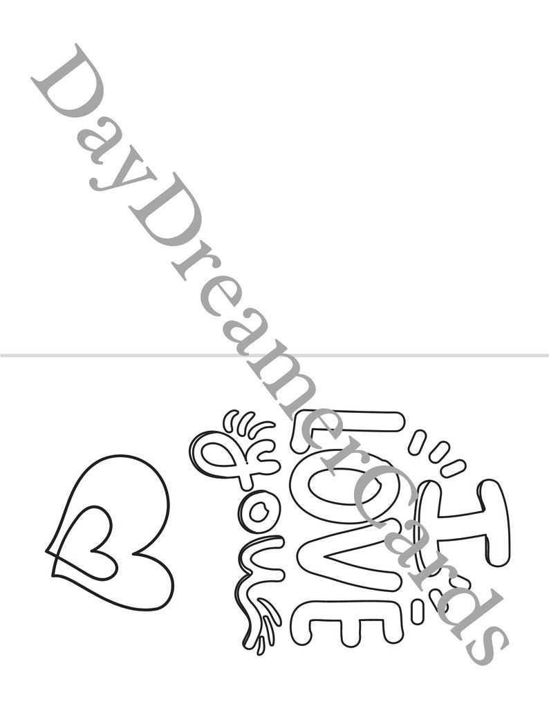 Digital I Love You Card Printable I Love You Coloring Card - Etsy