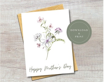 Digital Mother's Day Card | Printable Happy Mother's Day Greeting Card | Card for Mothers | Floral Card for Moms | Instant Download Template