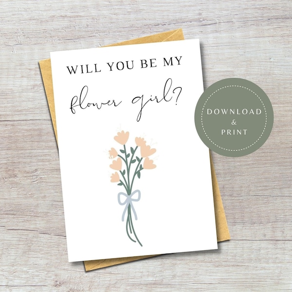 Digital Flower Girl Proposal Card | Printable Will You Be My Flower Girl Card | Boho Aesthetic Wedding Card | Proposal Card for Flower Girl