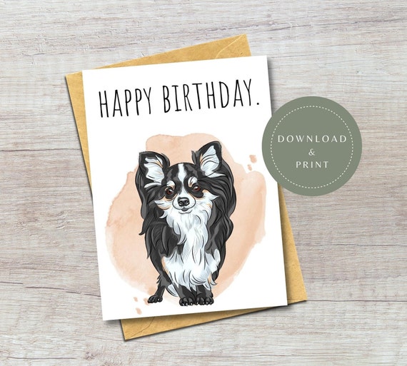 Printable Chihuahua Birthday Card Digital Long Haired | Etsy