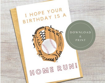 Digital Birthday Card | Printable Baseball Themed Birthday Card | Gift for Baseball Lovers | For Baseball Players | Sport Card for Him | Boy