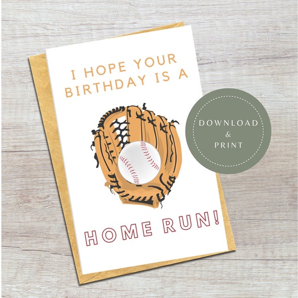 Digital Birthday Card | Printable Baseball Themed Birthday Card | Gift for Baseball Lovers | For Baseball Players | Sport Card for Him | Boy