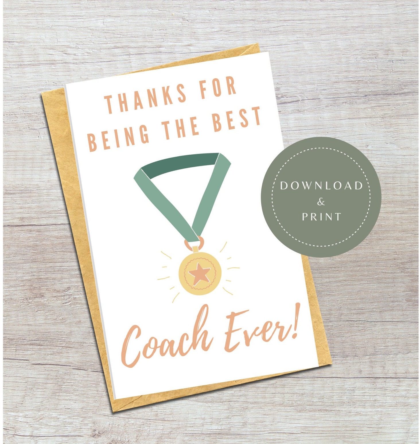 Digital Thank You Card | Printable Thank You Coach Card | Best Coach Ever | Coach Appreciation | For Mentor | Sports | Minimal | Minimalist