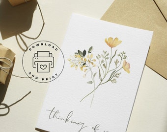 Digital Thinking of You Card | Printable Just Because Card | Wildflower Greeting Card | Condolences Card | Sympathy Card | Minimalist Floral
