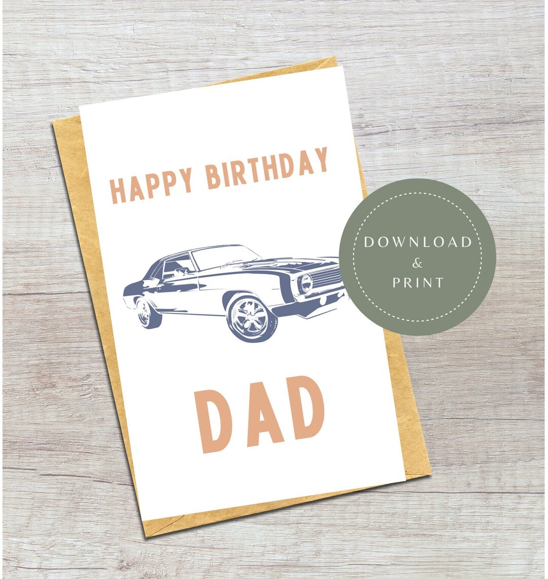 Digital Birthday Card Printable Cool Car Dad Birthday Card - Etsy