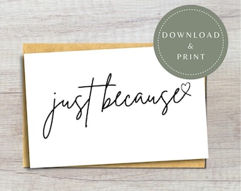 Just Because Card | Minimalist Calligraphy Thinking of You (Digital Download)