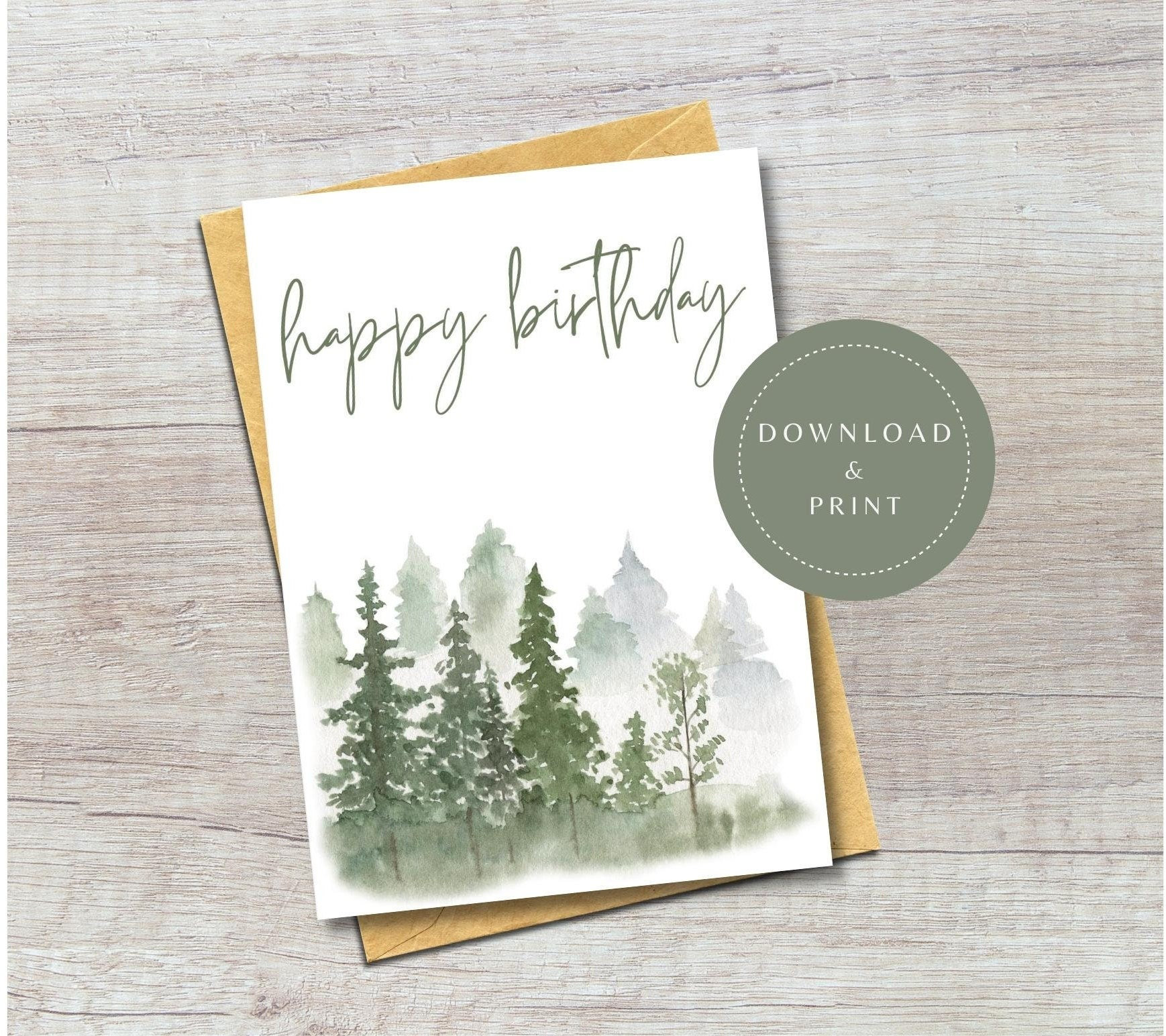 Digital Woodsy Birthday Card Printable Birthday Card for Him - Etsy