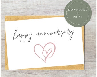 Printable Happy Anniversary Card / Instant Download PDF / - Etsy