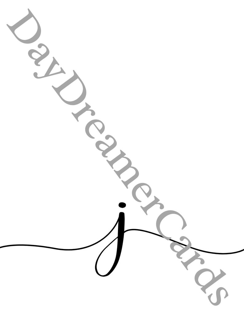 Digital Letter J Card Printable J Initial Card Simple Etsy