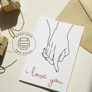 Tarjeta te amo imprimible / Tarjeta de felicitación de aniversario digital / Regalo de feliz aniversario / Tarjeta para él / Tarjeta para ella / Regalo para pareja